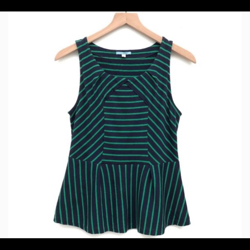 Anthropologie Leifnotes Striped Peplum Tank Top